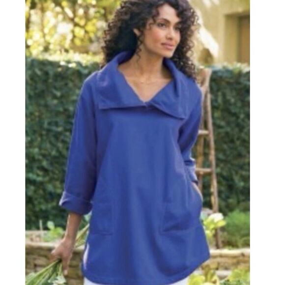 Soft Surroundings Cowl Neck Button Popover Sweatshirt Sz s - Picture 1 of 5